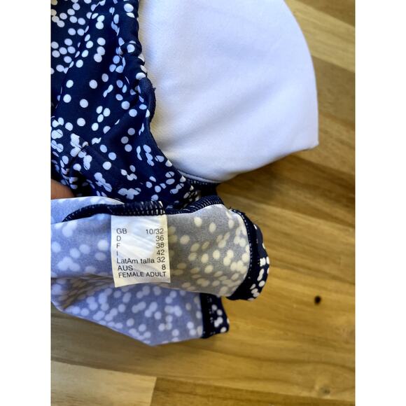 Speedo Swimsuit Tanktini Bikini Halter Top Blue White Polka Dot Size 32 Small - Picture 4 of 7